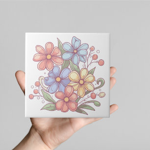 Pastel Garden Blooms Azulejo cerâmico