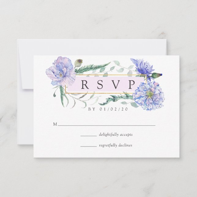 Pastel Geometric Peonies Floral Weding RSVP (Frente)