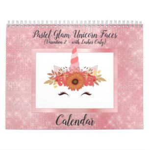 Pastel Glam Unicorn Encara Um Calendário Moderno 