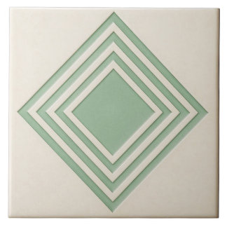 Pastel Green and Off White Deco Ceramic tile