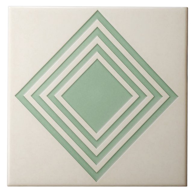 Pastel Green and Off White Deco Ceramic tile (Frente)
