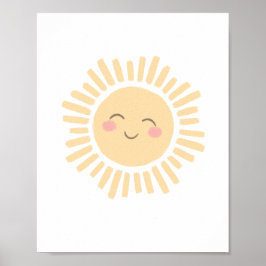 Pastel Happy Sun Nursery Poster