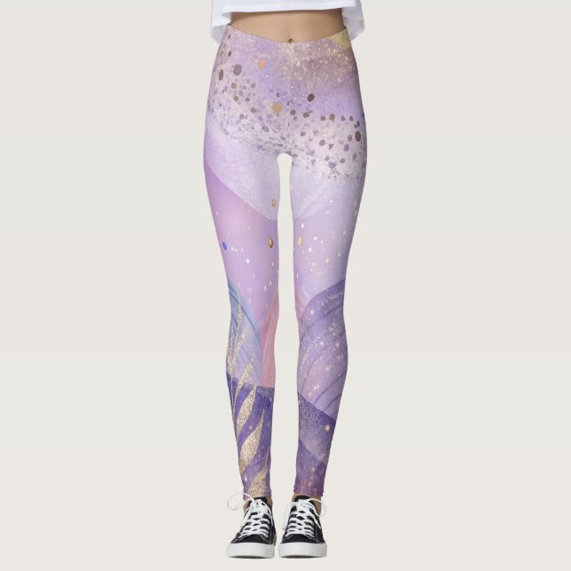Pastel Lilac Leggings Soft e Na moda Design (Frente)