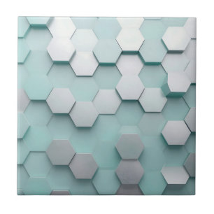 Pastel Mint Hexágono Mosaico 3D