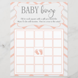 Pastel Peach e Cinza Zig Zag Baby Bingo