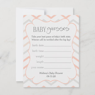 Pastel Peach e Cinzas Zig Zag Baby Guesses