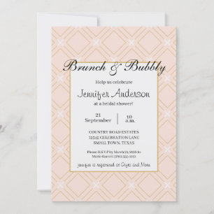 Pastel Peach e Dourado Brunch Geométrico