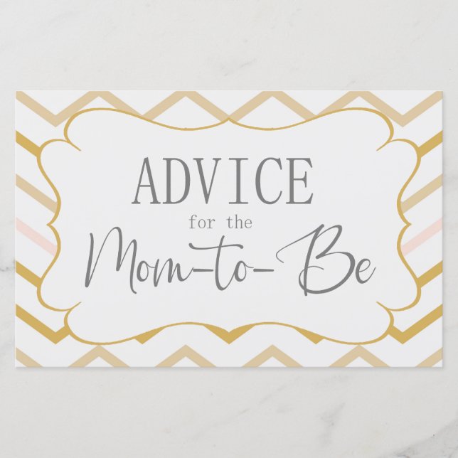 Pastel Peach e Zig Zag Advice Card Dourado (Frente)