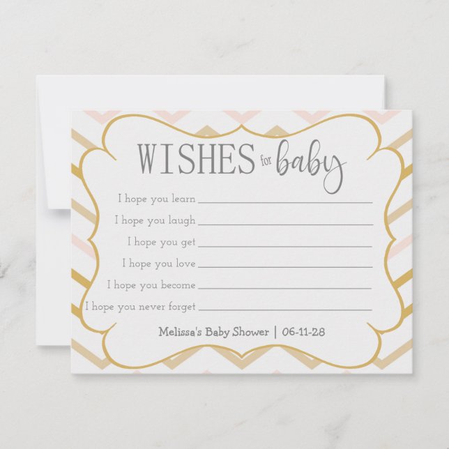 Pastel Peach e Zig Zag Dourado Desejam Bebê (Frente)