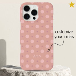Pastel Pink Dots Pattern Custom Name Initials