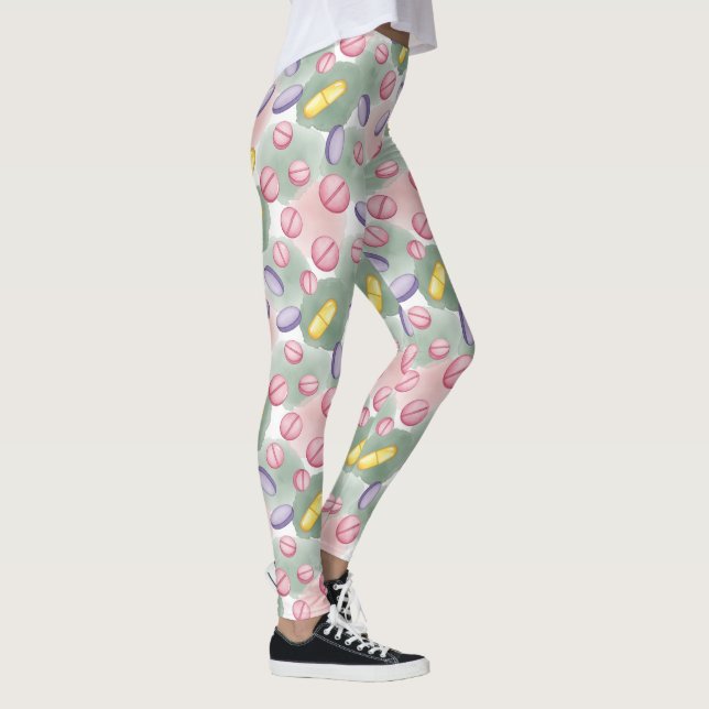 Pastel Pula Leggings de Padrões de Saúde (Direita)