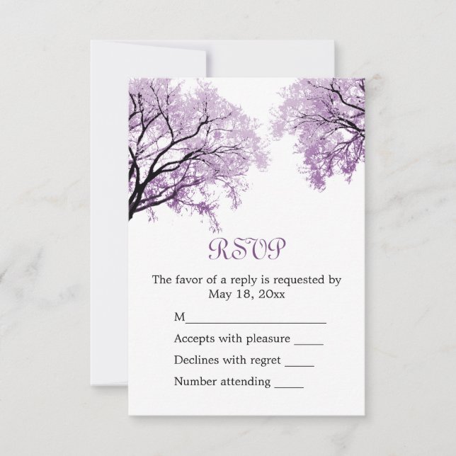 Pastel Purple Trees - Placa RSVP (Frente)
