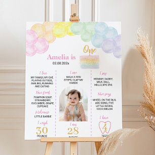 Pastel Rainbow Balloon Birthday Poster