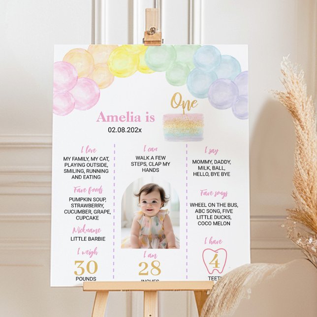 Pastel Rainbow Balloon Birthday Poster (Criador carregado)