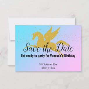 PASTEL RAINBOW DOURADO UNICORN SALVE A DATA RSVP