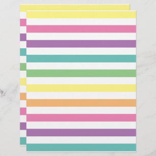 Pastel Rainbow Stripes - Papel Escrapbook Padrão