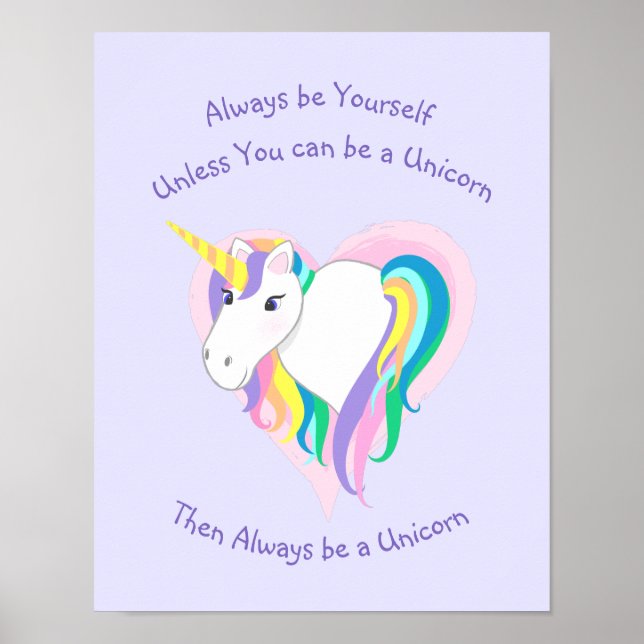 Pastel Rainbow Unicorn Heart com Impressão de Text (Frente)