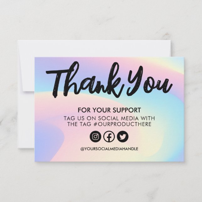 Pastel Rainbow Watercolor Obrigado Media Insert (Frente)