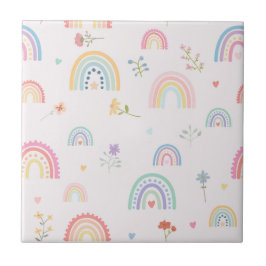 Pastel Rainbows Flores Selvagens Corações Girly Nu