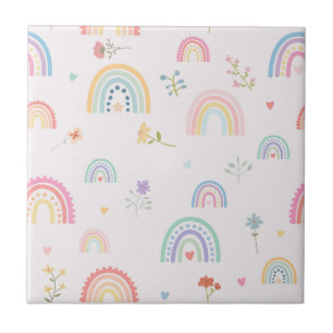 Pastel Rainbows Flores Selvagens Corações Girly Nu