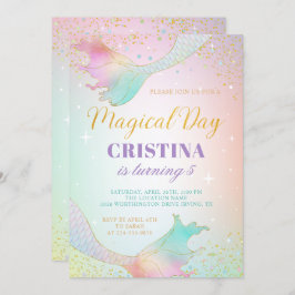 Pastel Sereia Sob Convite De Aniversário Do Mar