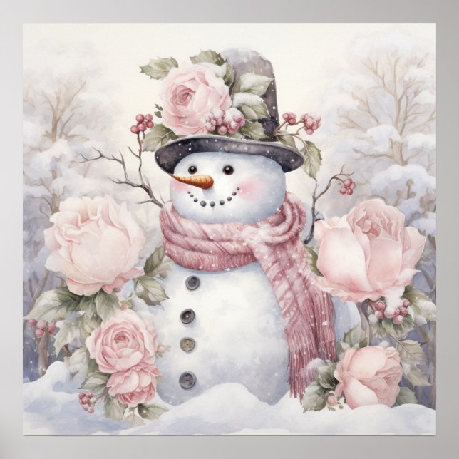 Pastel Snowman Poster (Frente)