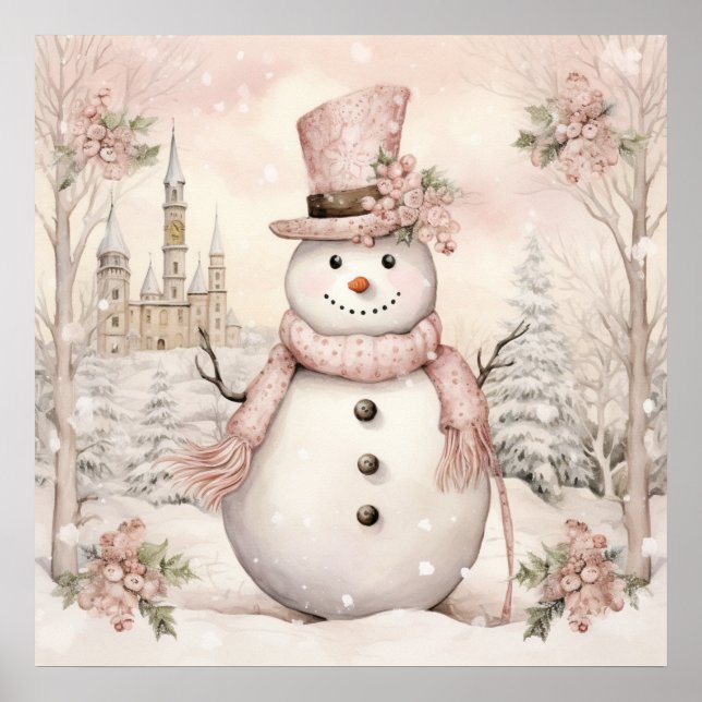 Pastel Snowman Poster (Frente)