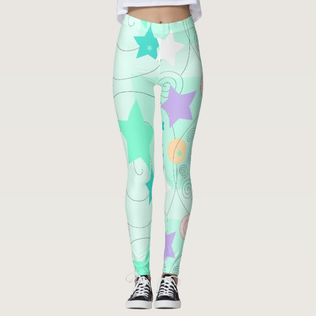 Pastel Stars Girly Holidays Leggings (Frente)