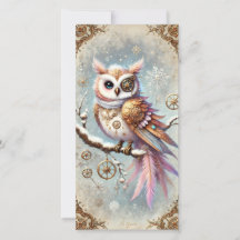 Pastel Steampunk Cartão de Natal Wise Owl