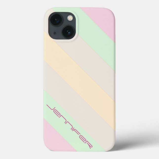Pastel Stripe Nome Personalizado Minimalista (Verso)
