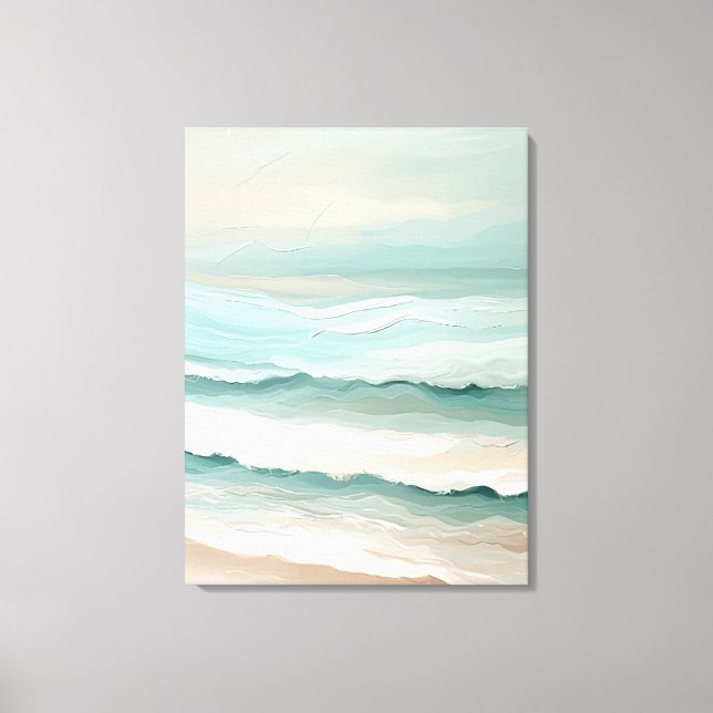Pastel suave ondas Canvas de praia minimalista (Frente)