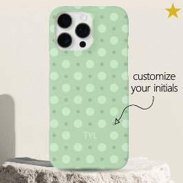 Pastel Teal Dots Pattern Custom Name Initial