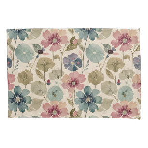 Pastel Teal e Mauve Flowers Vintage Modern