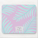 Pastel tropical | Mousepad Personalizado<br><div class="desc">Belo fundo pastel com padrão de folhas tropicais de turquesa e um monograma personalizado em serifa elegante. Estas opções de cores são serenas e perfeitas para a sua rotina diária de exercícios. Facilmente personalizado com apenas um clique do botão. Verificar em nossa loja se há mais itens correspondentes nesta coleção...</div>