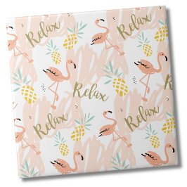Pastel Tropical Pink Flamingo Pattern