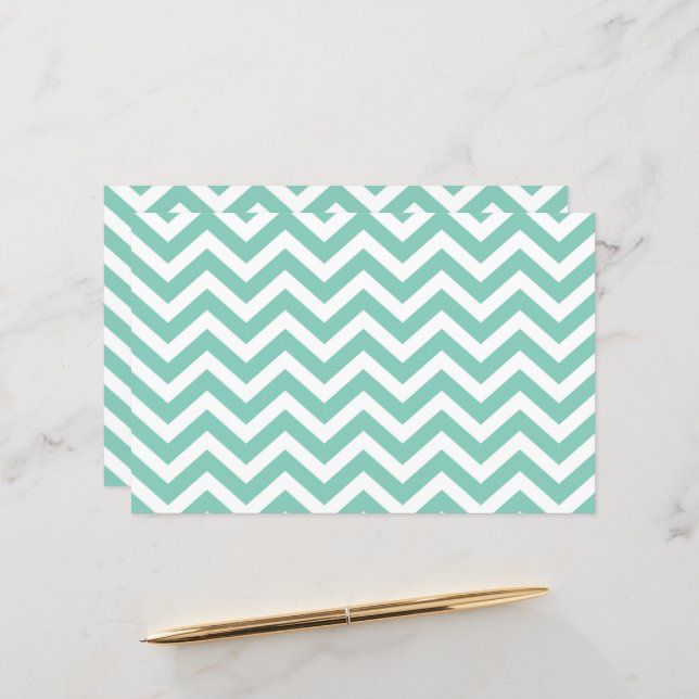 Pastel Turquoise & White Chevron Caserno (Frente/Verso In Situ)