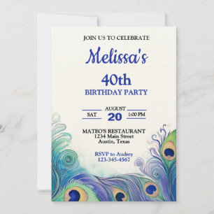 Pastel Verde e Azul Convite de Aniversário com Pen