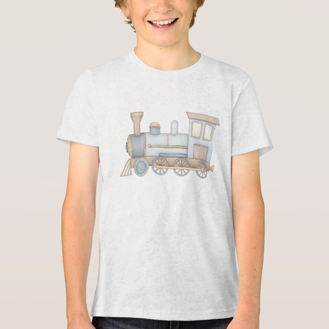 Pastel Vintage Steam Train Locomotive Illustration (Frente)