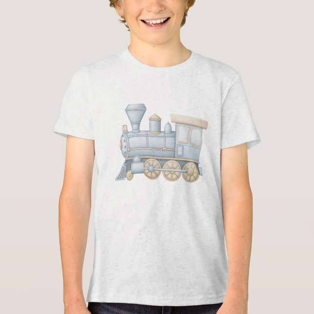 Pastel Vintage Steam Train Locomotive Illustration (Frente)