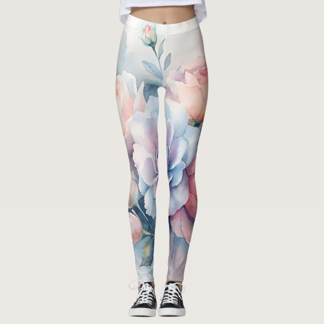 Pastel Watercolor Floral Leggings (Frente)