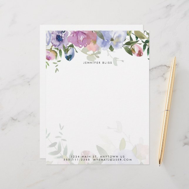 Pastel watercolor floral personalizado (Frente/Verso In Situ)