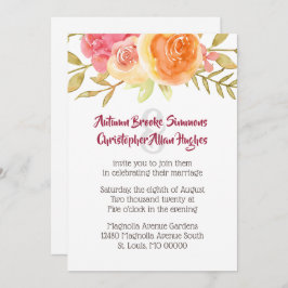 Pastel Watercolor Florals Convite Para Casamento