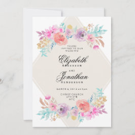 Pastel Watercolor Flowers Convite De Casamento