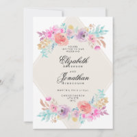 Pastel Watercolor Flowers Convite De Casamento
