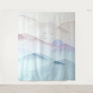 Pastel Watercolor Mounts Landscape Tapeçaria
