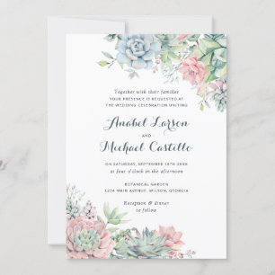 Pastel Watercolor Succulents Convite Para Casament