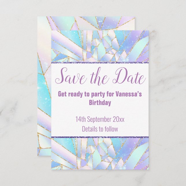 PASTEL WHITE CRYSTAL SALVE A PLACA RSVP DE DATA (Frente/Verso)
