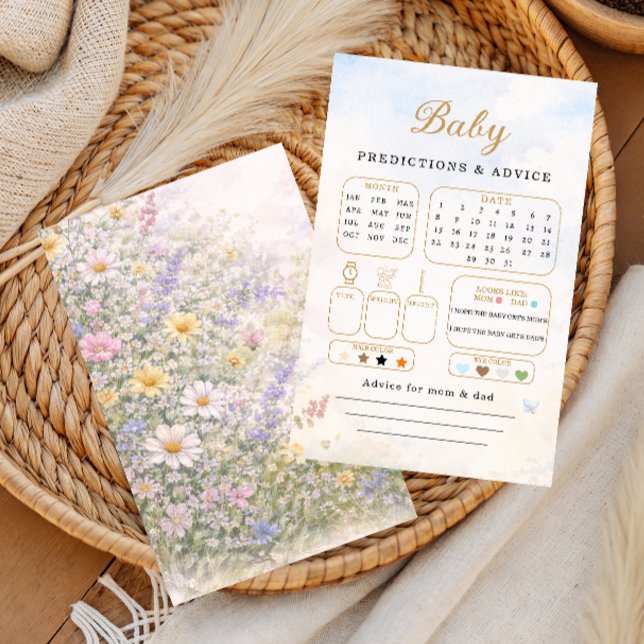 Pastel Wildflower Baby Predictions Advice Card (Criador carregado)