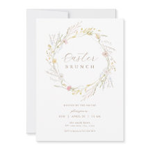 Pastel Wildflower Wreath Páscoa Brunch Convite