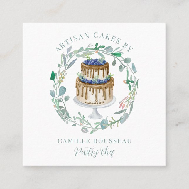 Pastelaria Pastelaria Chef Baker Square Cartão de  (Frente)